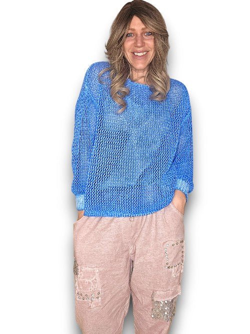 HELGA MAY_KNIT CREWNECK LONG SLEEVE COBALT BLUE _ KNIT CREWNECK LONG SLEEVE COBALT BLUE _ Ebony Boutique NZ