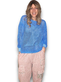 HELGA MAY_KNIT CREWNECK LONG SLEEVE COBALT BLUE _ KNIT CREWNECK LONG SLEEVE COBALT BLUE _ Ebony Boutique NZ