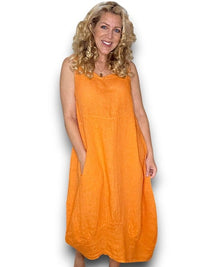 HELGA MAY_MAXI TANK DRESS LINEN ORANGE _ MAXI TANK DRESS LINEN ORANGE _ Ebony Boutique NZ