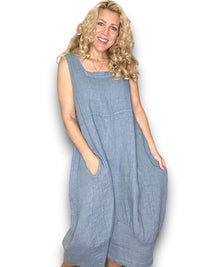 HELGA MAY_MAXI TANK DRESS LINEN PETROL _ MAXI TANK DRESS LINEN PETROL _ Ebony Boutique NZ