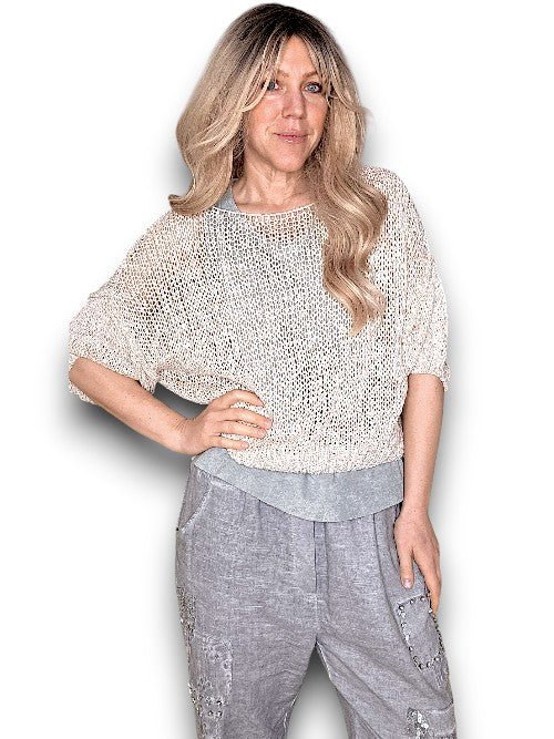 HELGA MAY_MELANGE KNIT ICE GLITTER BEIGE/COPPER _ MELANGE KNIT ICE GLITTER BEIGE/COPPER _ Ebony Boutique NZ