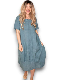 HELGA MAY_MID SLEEVE MAXI DRESS FADED JADE _ MID SLEEVE MAXI DRESS FADED JADE _ Ebony Boutique NZ