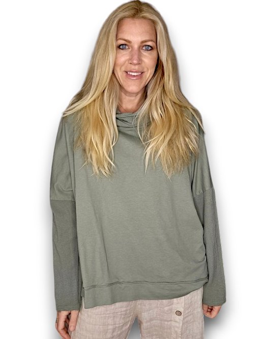 HELGA MAY_MOKU DETAIL COTTON SWEATER FOREST _ MOKU DETAIL COTTON SWEATER FOREST _ Ebony Boutique NZ