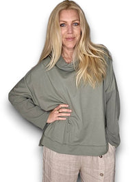 HELGA MAY_MOKU DETAIL COTTON SWEATER FOREST _ MOKU DETAIL COTTON SWEATER FOREST _ Ebony Boutique NZ