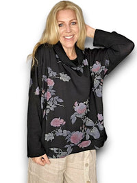 HELGA MAY_MOKU DETAIL COTTON SWEATER THORN ROSE BLACK _ MOKU DETAIL COTTON SWEATER THORN ROSE BLACK _ Ebony Boutique NZ