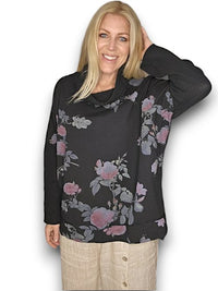 HELGA MAY_MOKU DETAIL COTTON SWEATER THORN ROSE BLACK _ MOKU DETAIL COTTON SWEATER THORN ROSE BLACK _ Ebony Boutique NZ