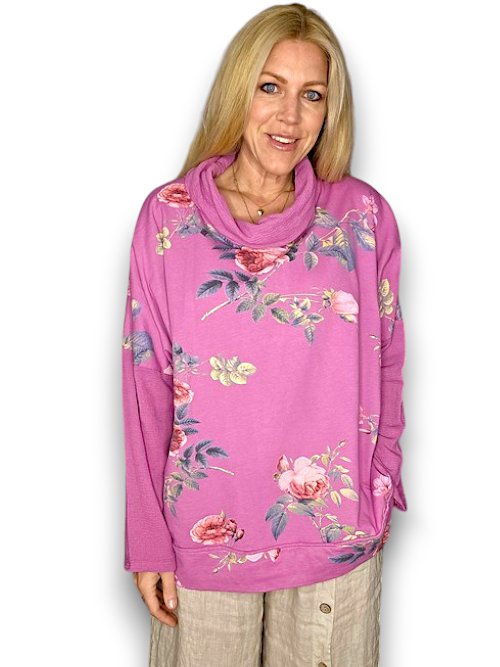 HELGA MAY_MOKU DETAIL COTTON SWEATER THORN ROSE DARK BERRY _ MOKU DETAIL COTTON SWEATER THORN ROSE DARK BERRY _ Ebony Boutique NZ