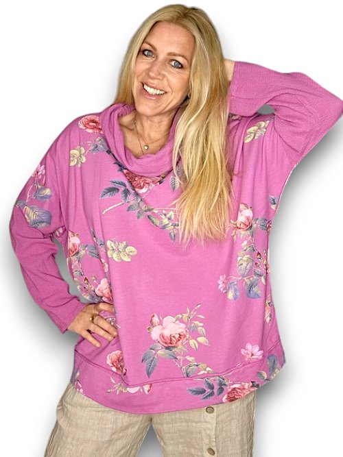 HELGA MAY_MOKU DETAIL COTTON SWEATER THORN ROSE DARK BERRY _ MOKU DETAIL COTTON SWEATER THORN ROSE DARK BERRY _ Ebony Boutique NZ