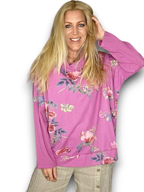 HELGA MAY_MOKU DETAIL COTTON SWEATER THORN ROSE DARK BERRY _ MOKU DETAIL COTTON SWEATER THORN ROSE DARK BERRY _ Ebony Boutique NZ