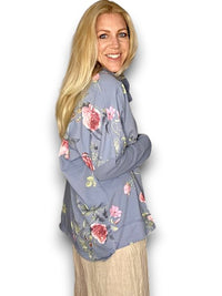 HELGA MAY_MOKU DETAIL COTTON SWEATER THORN ROSE PETROL _ MOKU DETAIL COTTON SWEATER THORN ROSE PETROL _ Ebony Boutique NZ