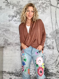 HELGA MAY_OVERLAY TOP LINEN TWINKLE BRONZE _ OVERLAY TOP LINEN TWINKLE BRONZE _ Ebony Boutique NZ