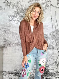 HELGA MAY_OVERLAY TOP LINEN TWINKLE BRONZE _ OVERLAY TOP LINEN TWINKLE BRONZE _ Ebony Boutique NZ