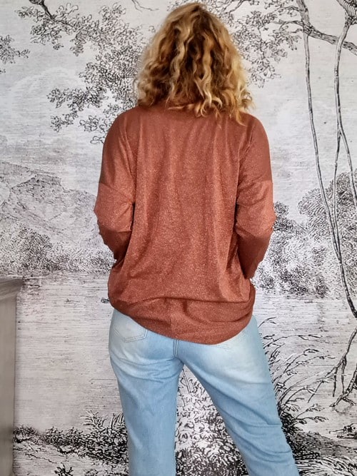 HELGA MAY_OVERLAY TOP LINEN TWINKLE BRONZE _ OVERLAY TOP LINEN TWINKLE BRONZE _ Ebony Boutique NZ