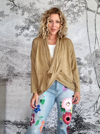 HELGA MAY_OVERLAY TOP LINEN TWINKLE GOLD _ OVERLAY TOP LINEN TWINKLE GOLD _ Ebony Boutique NZ