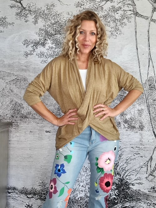 HELGA MAY_OVERLAY TOP LINEN TWINKLE GOLD _ OVERLAY TOP LINEN TWINKLE GOLD _ Ebony Boutique NZ