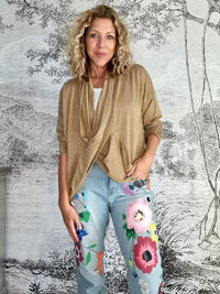 HELGA MAY_OVERLAY TOP LINEN TWINKLE GOLD _ OVERLAY TOP LINEN TWINKLE GOLD _ Ebony Boutique NZ