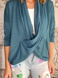 HELGA MAY_OVERLAY TOP LINEN TWINKLE LAGOON _ OVERLAY TOP LINEN TWINKLE LAGOON _ Ebony Boutique NZ