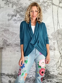 HELGA MAY_OVERLAY TOP LINEN TWINKLE LAGOON _ OVERLAY TOP LINEN TWINKLE LAGOON _ Ebony Boutique NZ