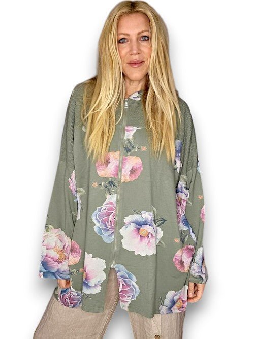 HELGA MAY_PATCHWORK HOODIE OMBRE PEONY FOREST _ PATCHWORK HOODIE OMBRE PEONY FOREST _ Ebony Boutique NZ