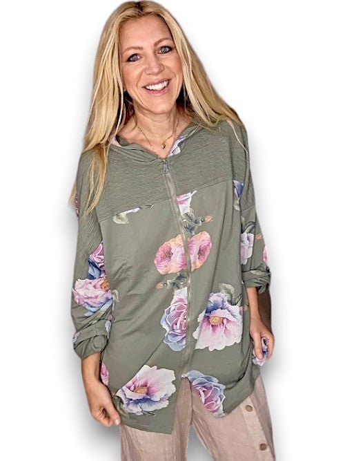 HELGA MAY_PATCHWORK HOODIE OMBRE PEONY FOREST _ PATCHWORK HOODIE OMBRE PEONY FOREST _ Ebony Boutique NZ