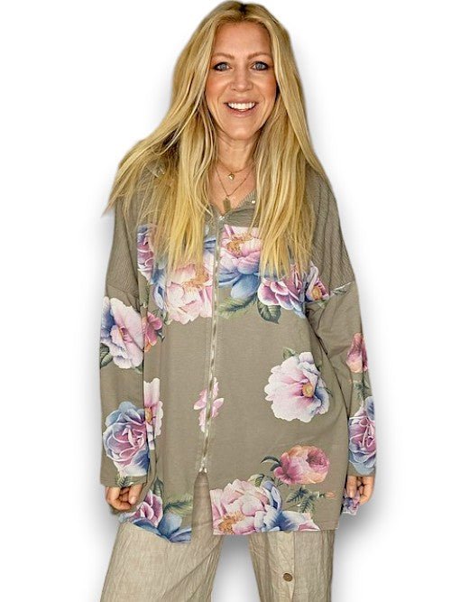 HELGA MAY_PATCHWORK HOODIE OMBRE PEONY MOCHA _ PATCHWORK HOODIE OMBRE PEONY MOCHA _ Ebony Boutique NZ