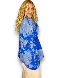 HELGA MAY_PATCHWORK SWEATER SCARLETT ROSE COTTON COBALT _ PATCHWORK SWEATER SCARLETT ROSE COTTON COBALT _ Ebony Boutique NZ