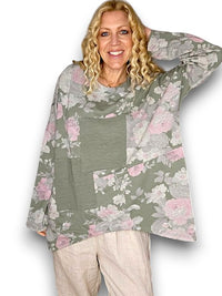 HELGA MAY_PATCHWORK SWEATER SCARLETT ROSE COTTON FOREST _ PATCHWORK SWEATER SCARLETT ROSE COTTON FOREST _ Ebony Boutique NZ
