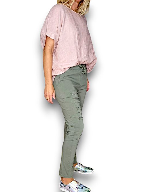 HELGA MAY_RIPPED JOGGER PANTS FOREST _ RIPPED JOGGER PANTS FOREST _ Ebony Boutique NZ