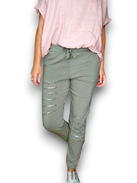 HELGA MAY_RIPPED JOGGER PANTS FOREST _ RIPPED JOGGER PANTS FOREST _ Ebony Boutique NZ