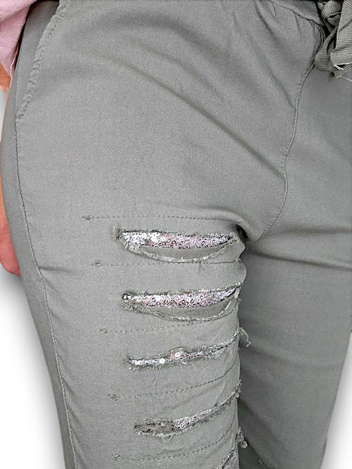 HELGA MAY_RIPPED JOGGER PANTS FOREST _ RIPPED JOGGER PANTS FOREST _ Ebony Boutique NZ