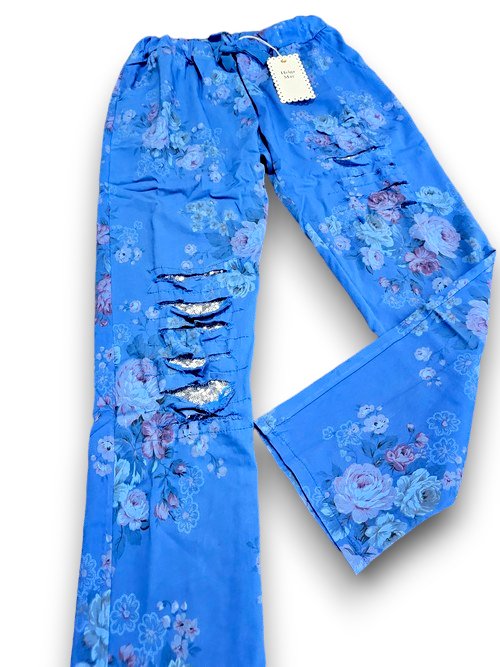 HELGA MAY_RIPPED JOGGER PANTS HIGH TEA COBALT _ RIPPED JOGGER PANTS HIGH TEA COBALT _ Ebony Boutique NZ