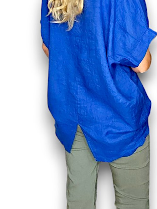 HELGA MAY_RIVER TEE LINEN COBALT _ RIVER TEE LINEN COBALT _ Ebony Boutique NZ
