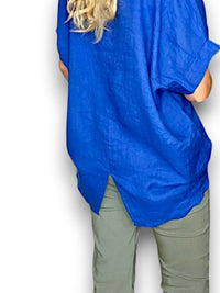 HELGA MAY_RIVER TEE LINEN COBALT _ RIVER TEE LINEN COBALT _ Ebony Boutique NZ