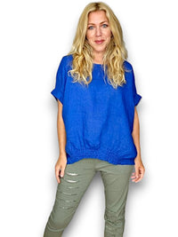 HELGA MAY_RIVER TEE LINEN COBALT _ RIVER TEE LINEN COBALT _ Ebony Boutique NZ