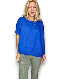 HELGA MAY_RIVER TEE LINEN COBALT _ RIVER TEE LINEN COBALT _ Ebony Boutique NZ
