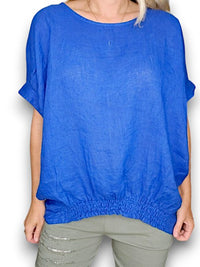 HELGA MAY_RIVER TEE LINEN COBALT _ RIVER TEE LINEN COBALT _ Ebony Boutique NZ