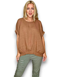 HELGA MAY_RIVER TEE LINEN COFFEE _ RIVER TEE LINEN COFFEE _ Ebony Boutique NZ