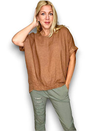 HELGA MAY_RIVER TEE LINEN COFFEE _ RIVER TEE LINEN COFFEE _ Ebony Boutique NZ