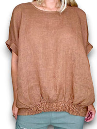 HELGA MAY_RIVER TEE LINEN COFFEE _ RIVER TEE LINEN COFFEE _ Ebony Boutique NZ