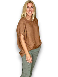 HELGA MAY_RIVER TEE LINEN COFFEE _ RIVER TEE LINEN COFFEE _ Ebony Boutique NZ