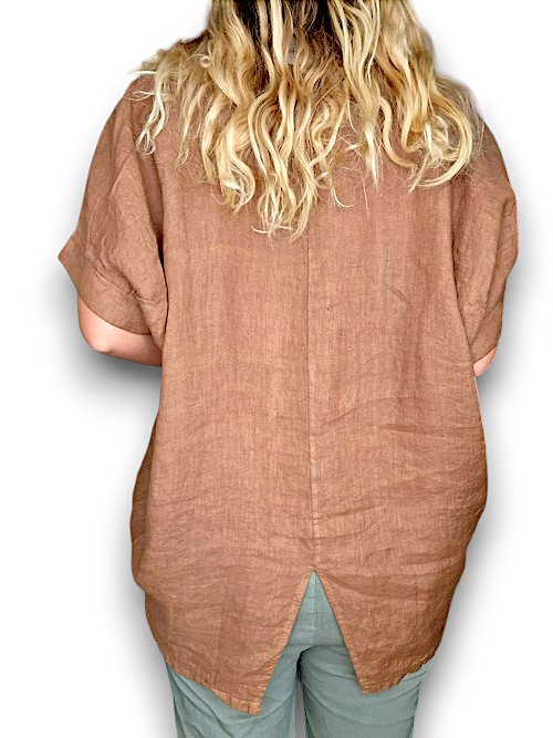 HELGA MAY_RIVER TEE LINEN COFFEE _ RIVER TEE LINEN COFFEE _ Ebony Boutique NZ