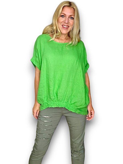 HELGA MAY_RIVER TEE LINEN FRESH GREEN _ RIVER TEE LINEN FRESH GREEN _ Ebony Boutique NZ