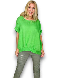 HELGA MAY_RIVER TEE LINEN FRESH GREEN _ RIVER TEE LINEN FRESH GREEN _ Ebony Boutique NZ