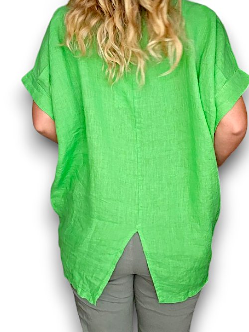 HELGA MAY_RIVER TEE LINEN FRESH GREEN _ RIVER TEE LINEN FRESH GREEN _ Ebony Boutique NZ