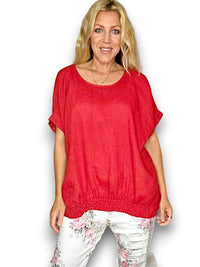 HELGA MAY_RIVER TEE LINEN MERLOT RED _ RIVER TEE LINEN MERLOT RED _ Ebony Boutique NZ