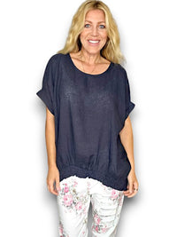 HELGA MAY_RIVER TEE LINEN NAVY _ RIVER TEE LINEN NAVY _ Ebony Boutique NZ