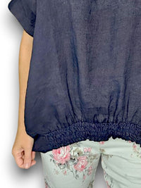 HELGA MAY_RIVER TEE LINEN NAVY _ RIVER TEE LINEN NAVY _ Ebony Boutique NZ