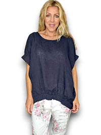HELGA MAY_RIVER TEE LINEN NAVY _ RIVER TEE LINEN NAVY _ Ebony Boutique NZ