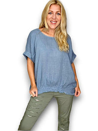 HELGA MAY_RIVER TEE LINEN PETROL _ RIVER TEE LINEN PETROL _ Ebony Boutique NZ