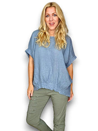 HELGA MAY_RIVER TEE LINEN PETROL _ RIVER TEE LINEN PETROL _ Ebony Boutique NZ